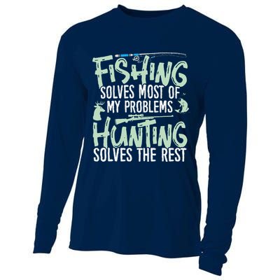 Funny Fishing & Hunting Fishing Solves My Problems Cooling Performance Long Sleeve Crew