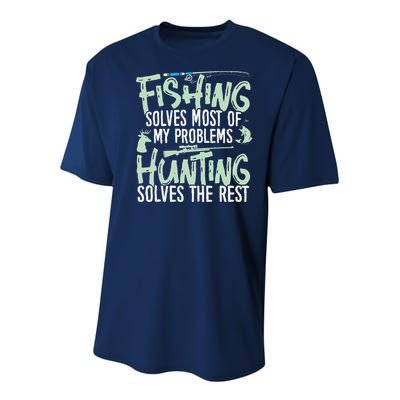 Funny Fishing & Hunting Fishing Solves My Problems Youth Performance Sprint T-Shirt