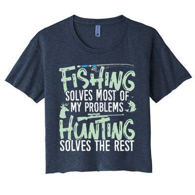 Funny Fishing & Hunting Fishing Solves My Problems Crop Top
