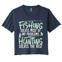 Funny Fishing & Hunting Fishing Solves My Problems Crop Top