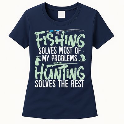 Funny Fishing & Hunting Fishing Solves My Problems Womens T-Shirt