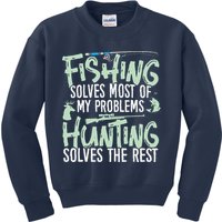 Funny Fishing & Hunting Fishing Solves My Problems Kids Sweatshirt