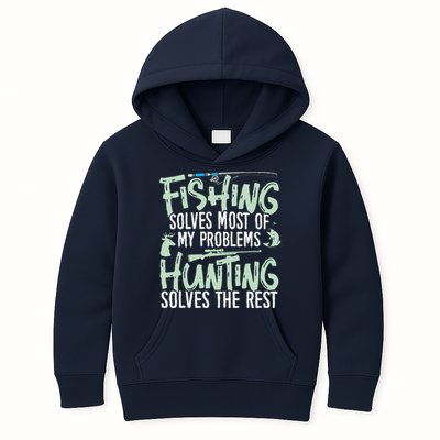 Funny Fishing & Hunting Fishing Solves My Problems Kids Hoodie