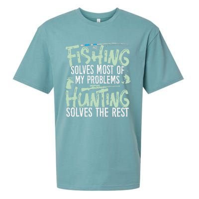 Funny Fishing & Hunting Fishing Solves My Problems Sueded Cloud Jersey T-Shirt