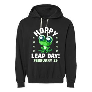 Funny Frog Hoppy Leap Day February 29 Birthday Leap Year Garment-Dyed Fleece Hoodie