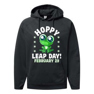 Funny Frog Hoppy Leap Day February 29 Birthday Leap Year Performance Fleece Hoodie