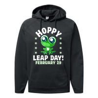 Funny Frog Hoppy Leap Day February 29 Birthday Leap Year Performance Fleece Hoodie