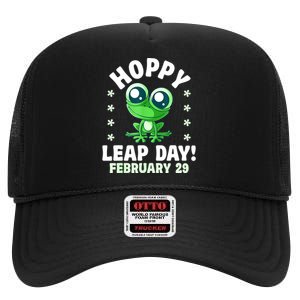 Funny Frog Hoppy Leap Day February 29 Birthday Leap Year High Crown Mesh Back Trucker Hat