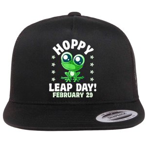 Funny Frog Hoppy Leap Day February 29 Birthday Leap Year Flat Bill Trucker Hat