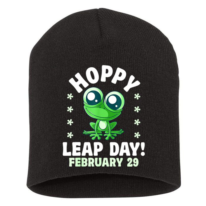 Funny Frog Hoppy Leap Day February 29 Birthday Leap Year Short Acrylic Beanie