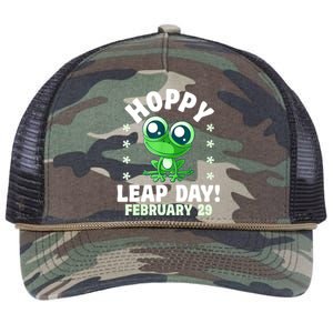 Funny Frog Hoppy Leap Day February 29 Birthday Leap Year Retro Rope Trucker Hat Cap