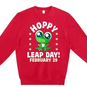 Funny Frog Hoppy Leap Day February 29 Birthday Leap Year Premium Crewneck Sweatshirt