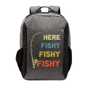 Funny Fishing Here Fishy Bass Funny Dad Fisherman Vector Backpack