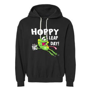 Funny Frog Hoppy Leap Day February 29 Leap Year Birthday Garment-Dyed Fleece Hoodie