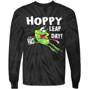 Funny Frog Hoppy Leap Day February 29 Leap Year Birthday Tie-Dye Long Sleeve Shirt