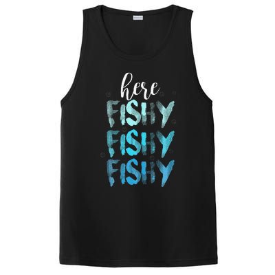 Funny Fishing Here Fishy Love Summer Lake Gift PosiCharge Competitor Tank