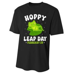 Funny Frog Hoppy Leap Day February 29 Birthday Leap Year Performance Sprint T-Shirt