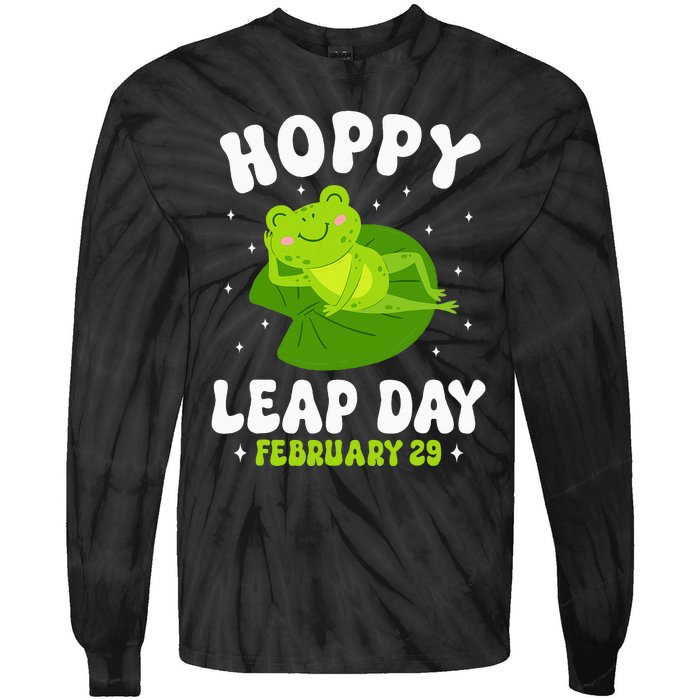 Funny Frog Hoppy Leap Day February 29 Birthday Leap Year Tie-Dye Long Sleeve Shirt