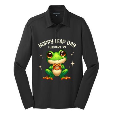 Funny Frog Hoppy Leap Day February 29 Hoppy Leap Day Silk Touch Performance Long Sleeve Polo