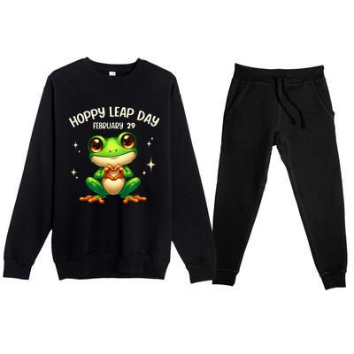 Funny Frog Hoppy Leap Day February 29 Hoppy Leap Day Premium Crewneck Sweatsuit Set