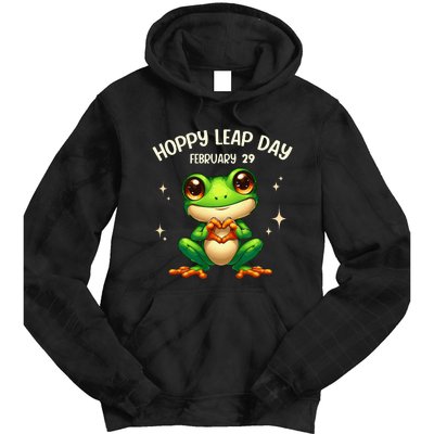 Funny Frog Hoppy Leap Day February 29 Hoppy Leap Day Tie Dye Hoodie