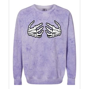 Funny Funny Halloween Touchy Chest Skeleton Hands Human Skeleton Colorblast Crewneck Sweatshirt