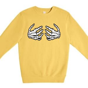 Funny Funny Halloween Touchy Chest Skeleton Hands Human Skeleton Premium Crewneck Sweatshirt