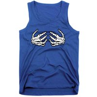 Funny Funny Halloween Touchy Chest Skeleton Hands Human Skeleton Tank Top