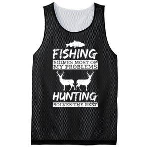 Funny Fishing Hunting Solves Problem Fish Deer Big Game Gift Mesh Reversible Basketball Jersey Tank