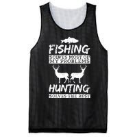 Funny Fishing Hunting Solves Problem Fish Deer Big Game Gift Mesh Reversible Basketball Jersey Tank