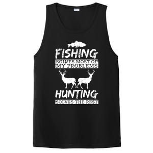 Funny Fishing Hunting Solves Problem Fish Deer Big Game Gift PosiCharge Competitor Tank