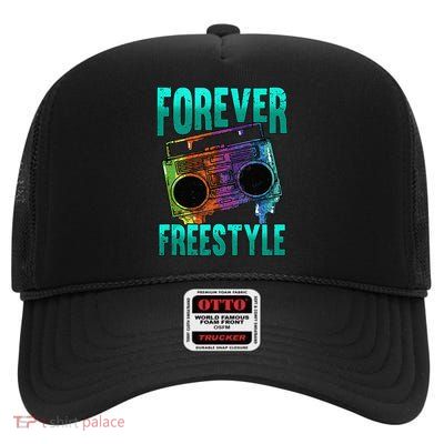 Forever Freestyle Hip Hop Old School Boombox High Crown Mesh Back Trucker Hat