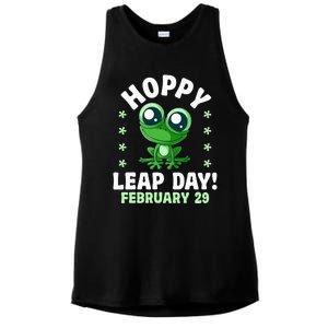 Funny Frog Hoppy Leap Day February 29 Birthday Leap Year Ladies PosiCharge Tri-Blend Wicking Tank