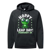 Funny Frog Hoppy Leap Day February 29 Birthday Leap Year Performance Fleece Hoodie