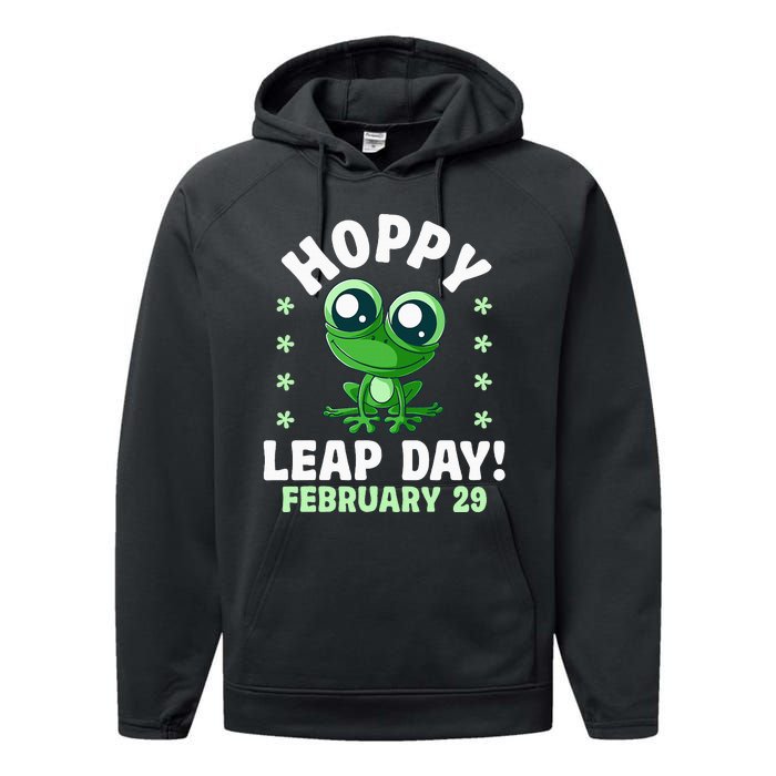 Funny Frog Hoppy Leap Day February 29 Birthday Leap Year Performance Fleece Hoodie