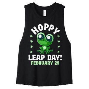 Funny Frog Hoppy Leap Day February 29 Birthday Leap Year Women's Racerback Cropped Tank