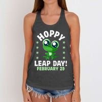 Funny Frog Hoppy Leap Day February 29 Birthday Leap Year Women's Knotted Racerback Tank