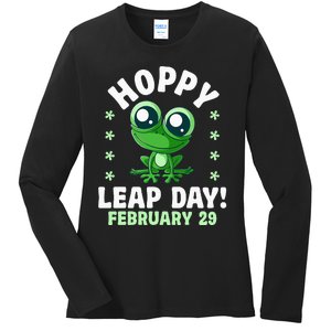 Funny Frog Hoppy Leap Day February 29 Birthday Leap Year Ladies Long Sleeve Shirt