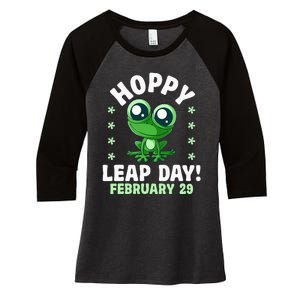 Funny Frog Hoppy Leap Day February 29 Birthday Leap Year Women's Tri-Blend 3/4-Sleeve Raglan Shirt