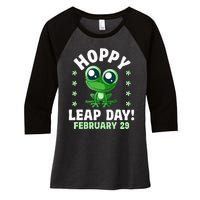 Funny Frog Hoppy Leap Day February 29 Birthday Leap Year Women's Tri-Blend 3/4-Sleeve Raglan Shirt