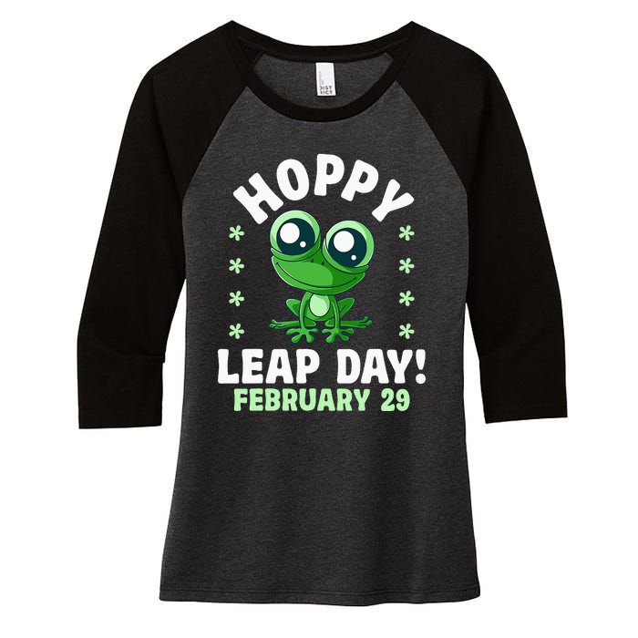 Funny Frog Hoppy Leap Day February 29 Birthday Leap Year Women's Tri-Blend 3/4-Sleeve Raglan Shirt