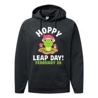 Funny Frog Hoppy Leap Day February 29 Birthday Leap Year Performance Fleece Hoodie