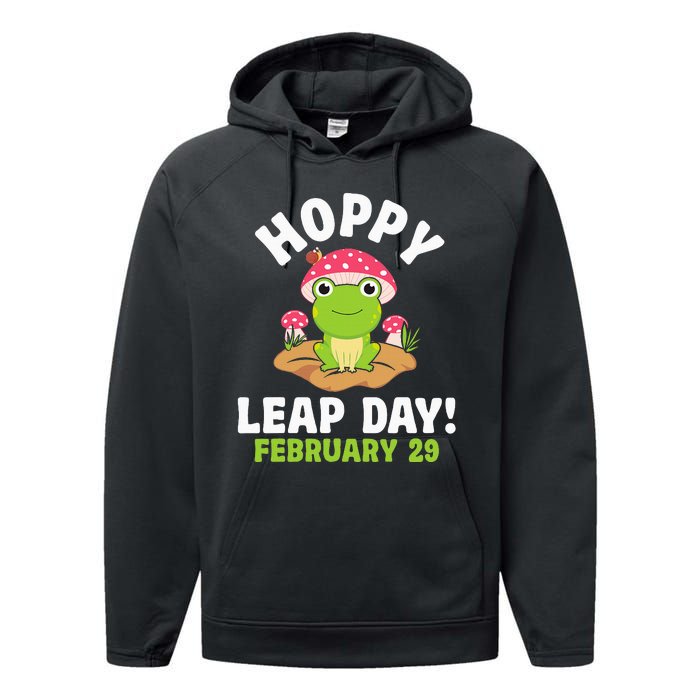 Funny Frog Hoppy Leap Day February 29 Birthday Leap Year Performance Fleece Hoodie