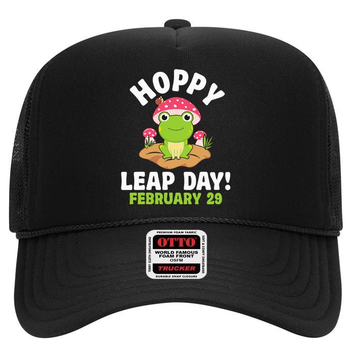 Funny Frog Hoppy Leap Day February 29 Birthday Leap Year High Crown Mesh Back Trucker Hat