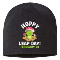 Funny Frog Hoppy Leap Day February 29 Birthday Leap Year Sustainable Beanie