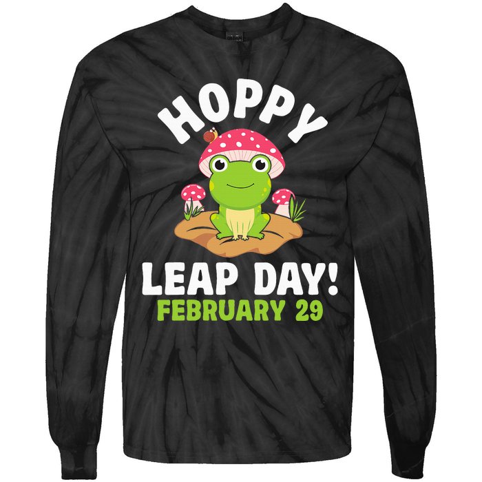 Funny Frog Hoppy Leap Day February 29 Birthday Leap Year Tie-Dye Long Sleeve Shirt