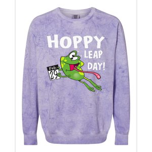 Funny Frog Hoppy Leap Day February 29 Leap Year Birthday Colorblast Crewneck Sweatshirt