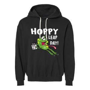 Funny Frog Hoppy Leap Day February 29 Leap Year Birthday Garment-Dyed Fleece Hoodie