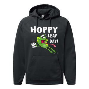 Funny Frog Hoppy Leap Day February 29 Leap Year Birthday Performance Fleece Hoodie