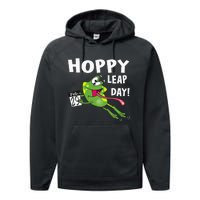 Funny Frog Hoppy Leap Day February 29 Leap Year Birthday Performance Fleece Hoodie